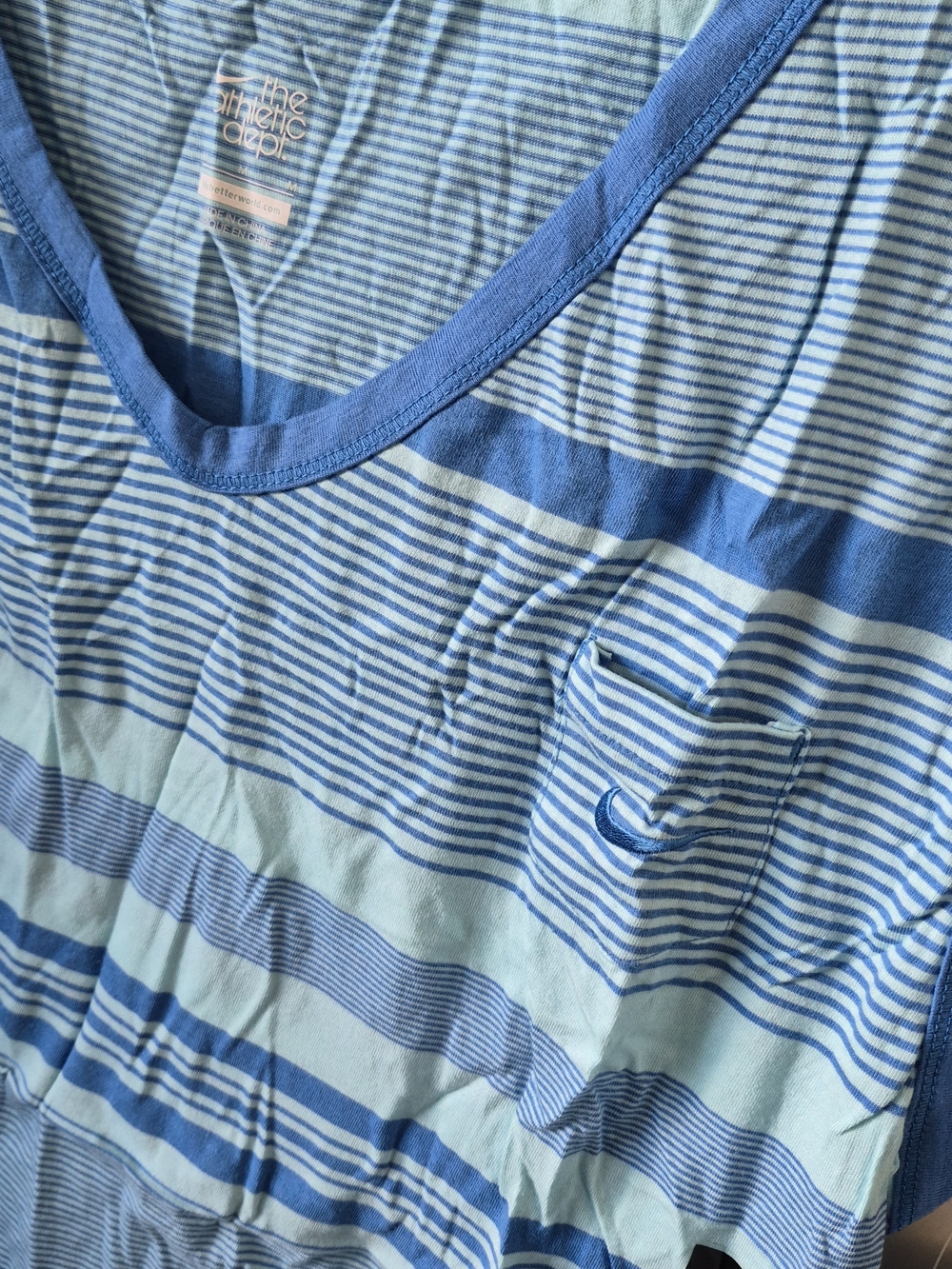 Nike Womens Blue Striped V-Neck All Sports Tank Top Sz M - Picture 3 of 7